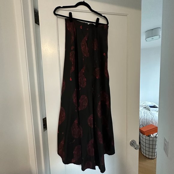 Christopher Esber Ruched Silk Crop Top Skirt Set Paisley Print Sz 10 Black Multi - Picture 10 of 12